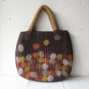 ≪SALE!≫フェルトバッグ ポルカドットフェルトバッグ 色:オレンジ羊毛 / フェルトバッグ / 手作り 手づくり / ウール / ハンド バッグ / シンプ...