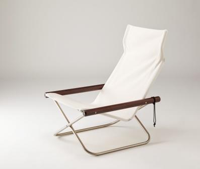 ≪送料無料！≫NYCHAIR X / DARKBROWN-WHITEニーチェア　エックス / 木部：ダークブラウン / 座布：ホワイトNY-106パーソナル/チェア/折りたたみ/木製/帆布/キャンバス/国産/日本製/新居猛/グッドデザイン/ロングライフデザイン