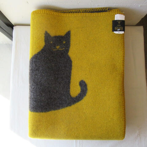 送料無料！ROROS TWEED / ロロス　ツイード　ブランケットGATTO GRAY/YELLOW by AOI HUBER-KONO / ガット-　色：グレーイエロー by 葵　フーバー　河野　200×130cm北欧/ノルウェー/ウール/羊毛/毛布/膝掛け/ひざかけ/ひざ掛け/クリスマス/還暦