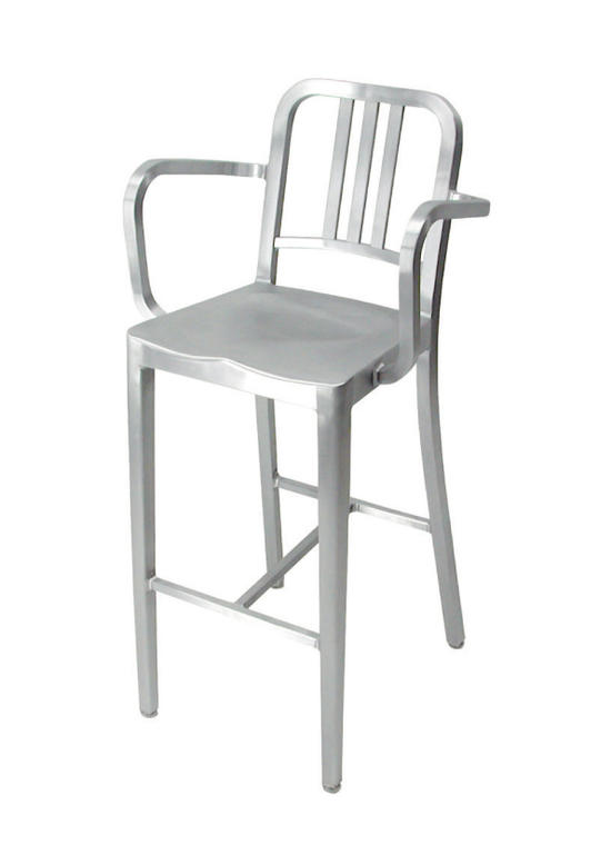 【送料無料！】EMECO / NAVY BARSTOOL WITH ARMS No.1006-30A /ALUMINUM BRUSHEDエメコ / ネイビー　バースツール　ウィズ　アーム　No.1006-30A / アルミ・光沢なし【チェア　椅子　イス　いす】【アルミニウム　軽い】