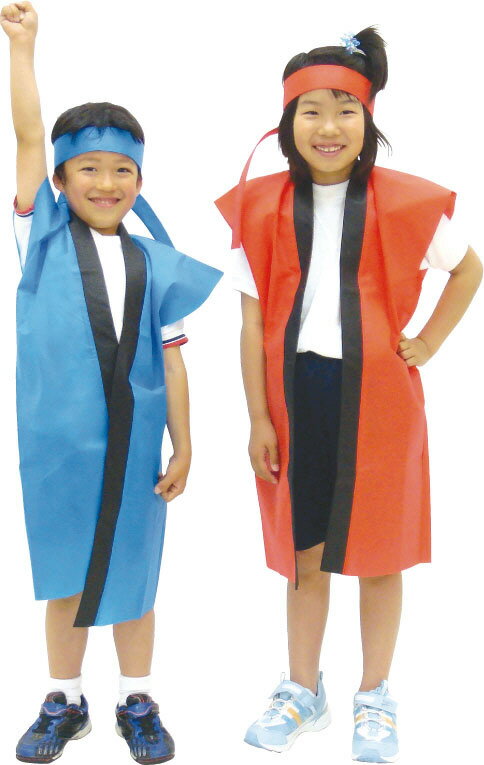 アーテック ロングハッピ不織布 黒（赤襟）J（ハチマキ付） 1553