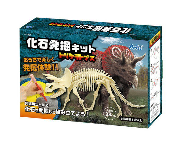 ハンマーとノミを使っておうちで楽しく発掘体験発掘用ツールで化石を発掘して恐竜を組み立てよう！ 商品サイズ（単位mm)：本体：160×98×32mm セット内容：化石ブロック×1、ハケ×1、ノミ×1、ミニハンマー×1、化石フィギュア×1、 重量（g）：445 材質：PVC、石膏 包装形態：箱入り 包装サイズ：270×180×45mm 販売単位：個 生産国：日本 箱の場合の入数：24●仕様・寸法・デザインについては予告なく変更されることがあります。 ●画像はイメージです。代表画像を使用することがあります。 ●ご返品、交換、発注後のキャンセルはできません。 ●都度お取り寄せ発注のため突然の欠品等がありましたら連絡させていただきます。