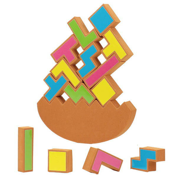 指示どおりに動かしてドキドキ！バランス勝負のブロックゲーム！ やわらかいEVA素材のブロックバランスゲームです。 カードをめくって出た指示通りにブロックを動かしながらバランスを取ります。 色と形がわかりやすいブロックで、年齢を問わず家族みんなで楽しめます。 商品サイズ：EVAシート：約160×173×15mm、シールシート：約160×100mm、指示カードシート：約135×170mm、約135×114mm セット内容：EVAシート×1、シールシート×1、指示カード×15 1個重量（g）：63 材質：EVA、紙 1個包装形態：袋入り 包装サイズ：W200×H170×D15 販売単位：個 生産国：中国 箱の場合の入数：120●仕様・寸法・デザインについては予告なく変更されることがあります。 ●画像はイメージです。代表画像を使用することがあります。 ●ご返品、交換、発注後のキャンセルはできません。 ●都度お取り寄せ発注のため突然の欠品等がありましたら連絡させていただきます。