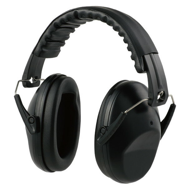 周囲の騒音を軽減！集中力をサポート！ 周囲の騒音を効果的に軽減するイヤーマフです。 SNR26dBの遮音性能で、勉強や作業、集中したい場面をしっかりサポートします。 長時間使用しても快適なクッション付きで、耳をやさしく包み込んで安心して使用できます。 サイズ調整が可能なので、子どもから大人まで幅広くフィットします。 自宅学習やテレワーク、作業時はもちろん、イベントや騒音対策などさまざまなシーンで活躍する実用的なアイテムです。 注意事項 ご使用時、警告音等が聞こえにくくなる場合があります。ご注意ください。衝撃音に対しても推奨できる保護具ではありますが、遮音値は連続音に対しての値であり衝撃音に対する遮音値ではありません。 商品サイズ：展開時：120×210×95mm、折り畳み時：120×120×95mm セット内容：本体のみ 1個重量（g）：265 材質：ABS、PVC、POM 1個包装形態：箱入り 包装サイズ：W125×H125×D100 販売単位：個 本体色：黒 生産国：中国 箱の場合の入数：40●仕様・寸法・デザインについては予告なく変更されることがあります。 ●画像はイメージです。代表画像を使用することがあります。 ●ご返品、交換、発注後のキャンセルはできません。 ●都度お取り寄せ発注のため突然の欠品等がありましたら連絡させていただきます。