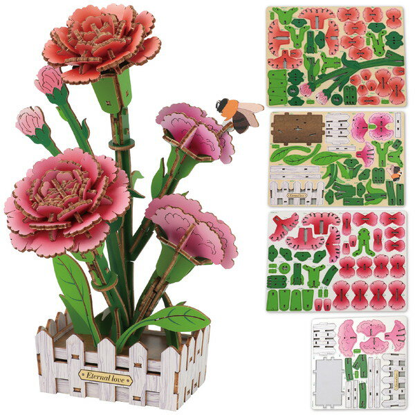 工具不要！簡単組立！カラフルなお花のクラフトキット！ 工具を使わず簡単に組み立てられる木製フラワークラフトキットです。 印刷済みの木製パーツを組み立てるだけで、かわいいお花が作れます。 完成後は飾って楽しむことができ、お部屋のインテリア、誕生日や記念日のプレゼント、季節のイベントにもぴったりです。 工具不要・準備いらずで、お子様から大人まで幅広く楽しめます。 注意事項 お使いのモニター設定、お部屋の照明等により実際の商品と色味が異なる場合がございます。 商品サイズ：完成サイズ：約130×70×200mm セット内容：パーツ板×4 1個重量（g）：148 材質：ポプラベニヤ 1個包装形態：ヘッダー付き袋入り 包装サイズ：W170×H245×D8 販売単位：個 生産国：中国 箱の場合の入数：100●仕様・寸法・デザインについては予告なく変更されることがあります。 ●画像はイメージです。代表画像を使用することがあります。 ●ご返品、交換、発注後のキャンセルはできません。 ●都度お取り寄せ発注のため突然の欠品等がありましたら連絡させていただきます。