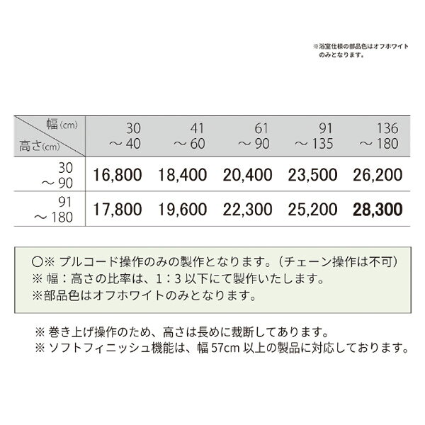 立川機工 ファーステージ ロールスクリーン ココルン 浴室 TR-1561〜TR-1565 幅91〜135cm 高さ30〜90cm [2]