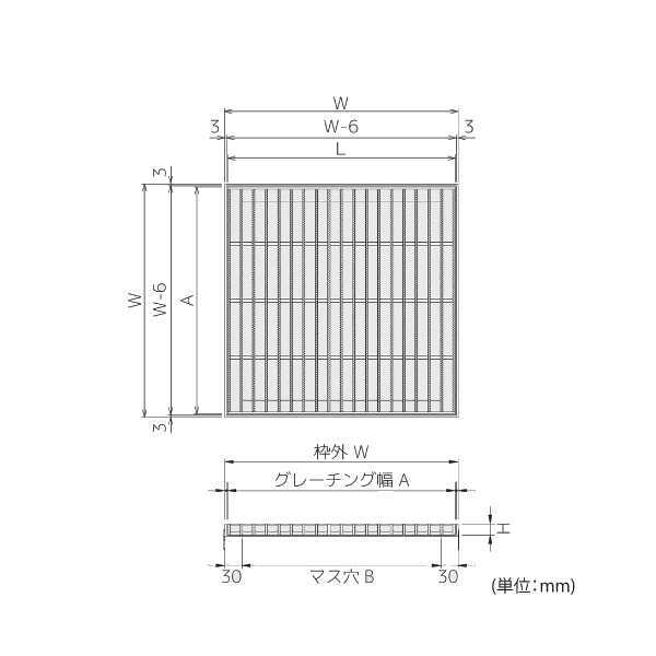 シマブン Fバー フラットバー ステンレスグレーチング Fバー集水マス 枠共 プレーンタイプ GSF-15K350-F