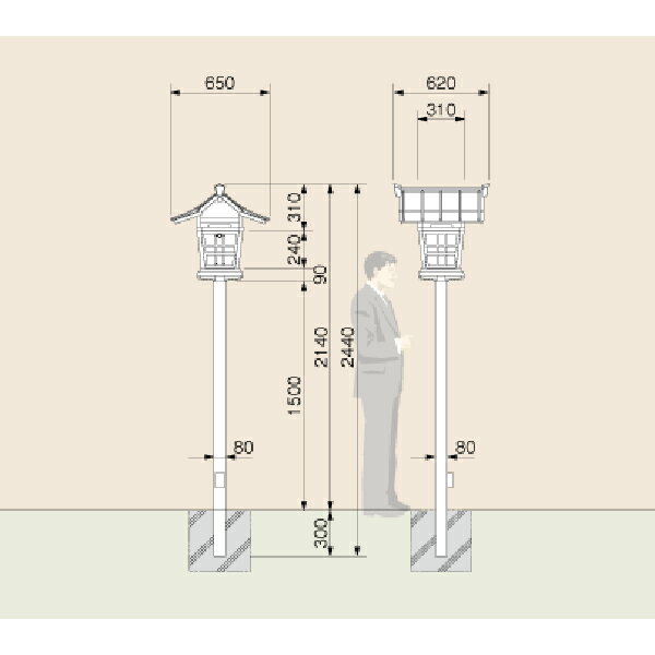 UACJ 献灯籠 神社用献灯籠 朱色 65674