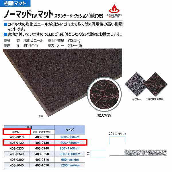 ミヅシマ ノーマッドマット スタンダード・クッション（裏地付き） グレー 403-0120 900×750mm