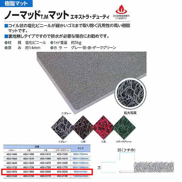 ミヅシマ 樹脂マット ノーマッド エキストラデューティ 900mm×6m巻 全辺フチなし