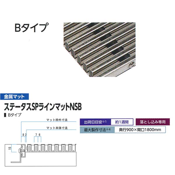 ミヅシマ 落とし込みマット ステンレス サイレントマット Bタイプ 平米単価 サイズオーダー 400-0130