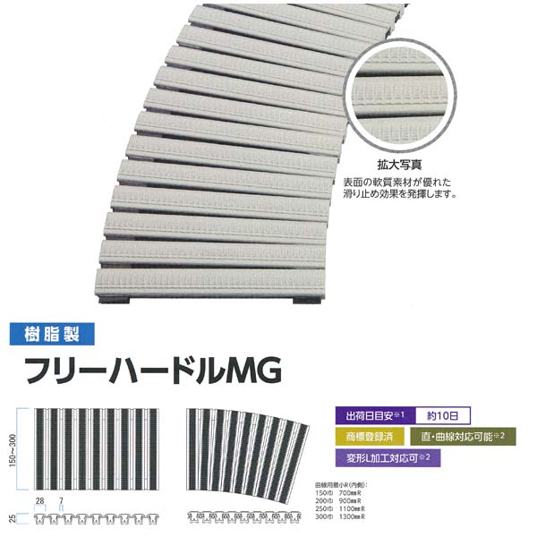 ミヅシマ グレーチング 樹脂製 フリーハードルMG 直線 251〜300mm×2m （曲線は要お問い合わせ）