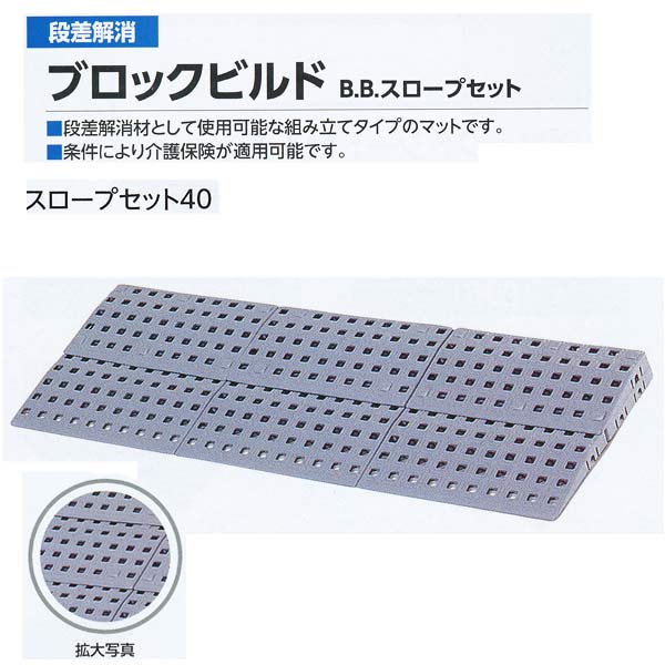 Floor Materials - ミヅシマ 段差解消 ブロックビルド B.Bスロープセット40 497-0220 グレー 750×262×38mm 1つ