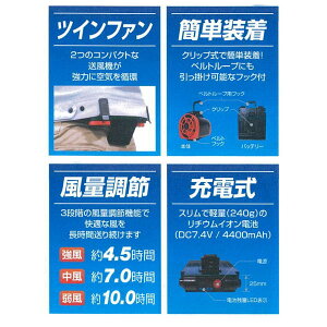 熱中症対策ベルトに装着空調ツインファン1組