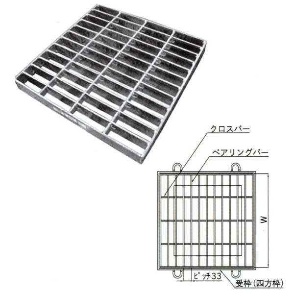 法山本店 正方形落とし込みグレーチング HGF-500-32 【本体のみ】