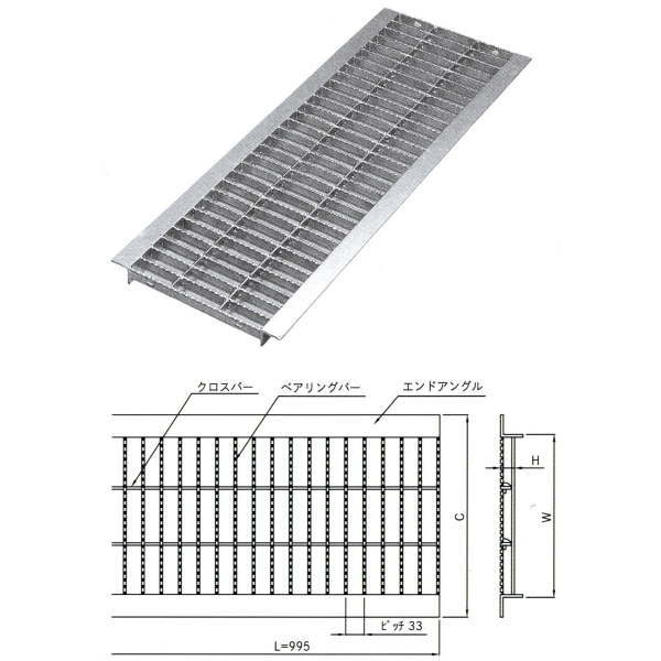 法山本店 ノンスリップ型U字溝用グレーチング HGUX-200-25