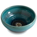 重蔵窯 利休信楽 手洗い鉢 039-P300 青ガラス