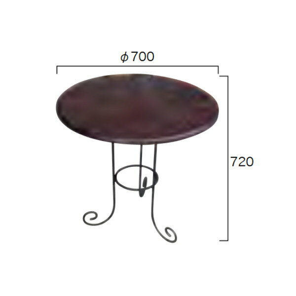 ジャービス商事 アイアンチークテーブル φ700×H720 34215