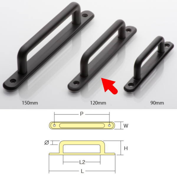 アイワ ブラック＆アンティークシリーズ No.410 取手 120mm ブラック H00208