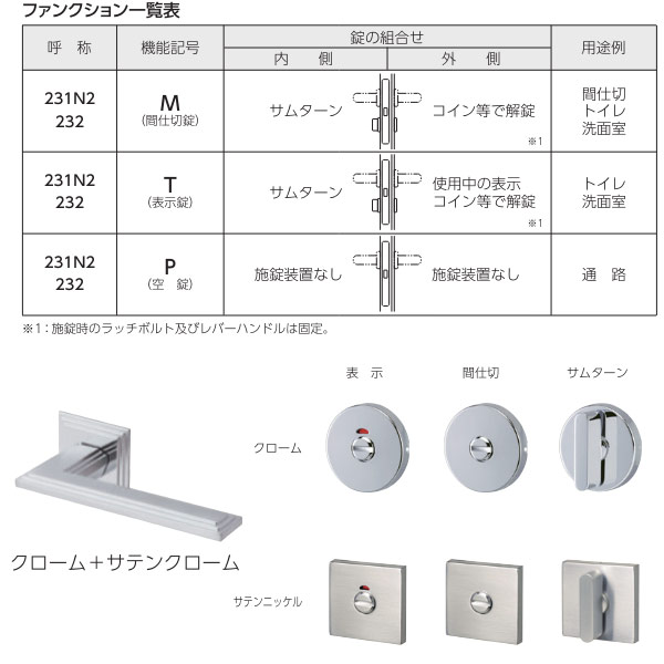 イーヅカのベスト レバーハンドル錠 MO（モールディング） 231N2P-MO-16 薄角座 空錠 サテンニッケル／クローム｜アングル2