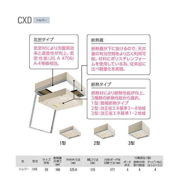 ダイケン ステン天井点検口 CXD250 シルバー （気密・断熱） 1台
