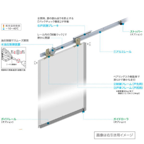 ダイケン 引戸クローザー スライデックス 傾斜レール（自閉式） 左引き用 HCS-8015L 157439