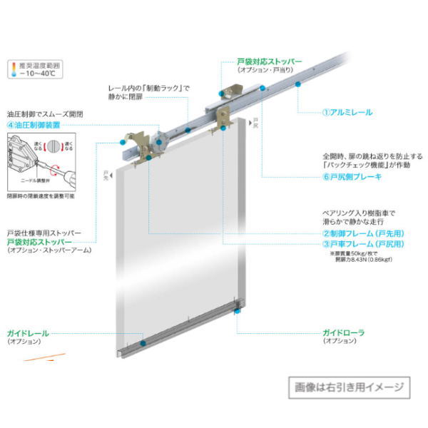 ダイケン 引戸クローザー スライデックス 傾斜レール（自閉式） 左引き用 HCS-50TL