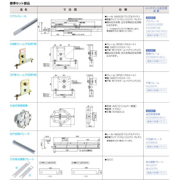 ダイケン 引戸クローザー スライデックス 傾斜レール（自閉式） 左引き用 HCS-50TL