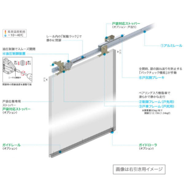 ダイケン 引戸クローザー スライデックス 傾斜レール（自閉式） 左引き用 HCS-8015TL