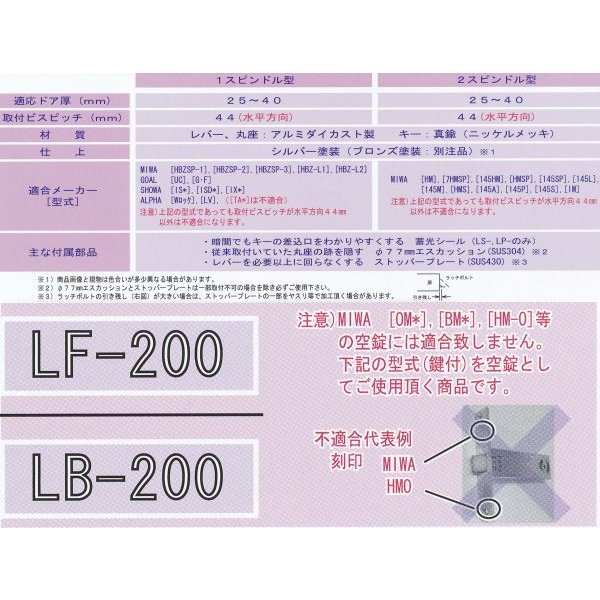 【楽天市場】大黒製作所 エージェント 取替用レバーハンドル 空錠用 LF-200 2スピンドル型：イーヅカ