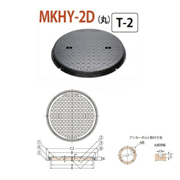 カネソウ マンホール・ハンドホール鉄蓋 断熱形 簡易密閉形（簡易防水・防臭形） 丸枠 MKHY-2D（丸） 600 T-2