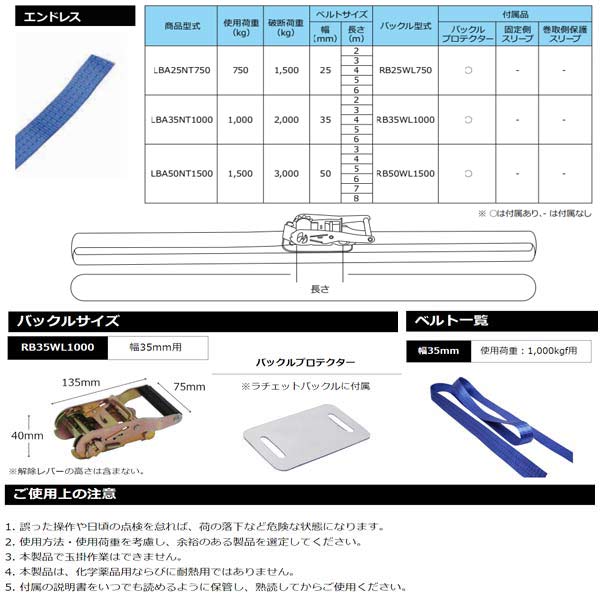 FREAK ラッシングベルト 青 エンドレス 幅35mmx長4m