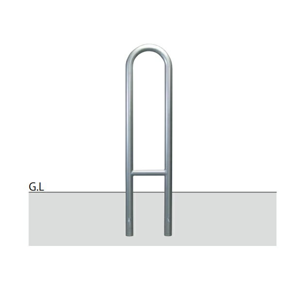 カネソウ 駐輪パイプ JP-G0380B スチール製 一台駐輪用 先付けタイプ 埋込型 径42.7×H350×W258mm