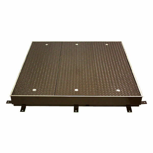 カネソウ マシンハッチ S-1EC-L-600×1200 歩行用 1時間遮炎 縞鋼板蓋 一般形 スチール製 ステンレス目..