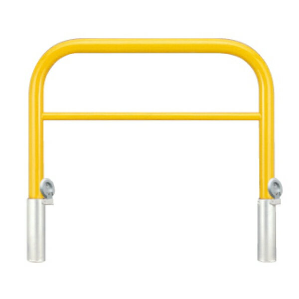 カネソウ 車止め YBW6H10-HD Yシリーズ アーチ型 横バー付 スチール製 焼付塗装 脱着式 鋳鉄製蓋 Φ60.5×800×1000