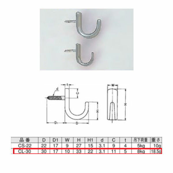 川喜金物 C型 コート掛 CL-30 65010