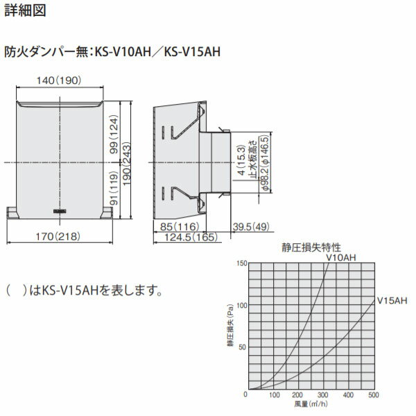 ナスタ 屋外換気口 アルミ 耐外風 防火ダンパー無 防虫網無 KS-V15AH