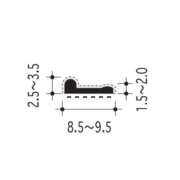 ゴムが柔らかく反発性に優れており衝撃を緩和させます。 薄く成型されているので、気密性に優れています。 形状保持力の高い天然ゴムを使用しています。 細かく植えられた短繊維により、風きり音を防ぐことができます。 また、ゴムのグリップ性を解消しスムーズに開閉する事ができます。 そのため引戸の召し合せ・開き扉の下框などにも使用が可能です。 短繊維により、扉と枠の接触音を抑えます。 防カビ処理をし衛生面にも配慮しています。 両面テープは粘着性の高いテープを採用しています。 注意 　植毛加工ピンチブロックは、内装建具用気密材です。外部に面した扉や窓にご使用されますと早期劣化の原因となります。 　白色は形状によりご用意のない物がございます。 　白色は黒色のゴムに白色の短繊維を植毛しているためライトグレーに近い色あいとなります。 　形状寸法は、公差の関係で、現物と若干異なる場合があります。
