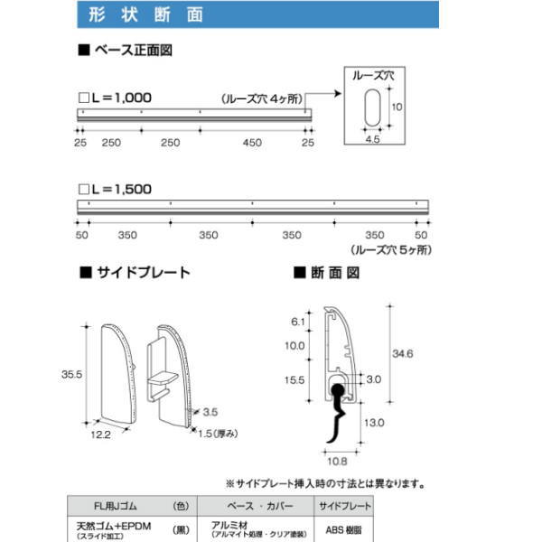 ピンチブロック フロアーリック 外付けタイプ 引戸用 FL-AJ-1000 ブロンズ 長さ1000mm