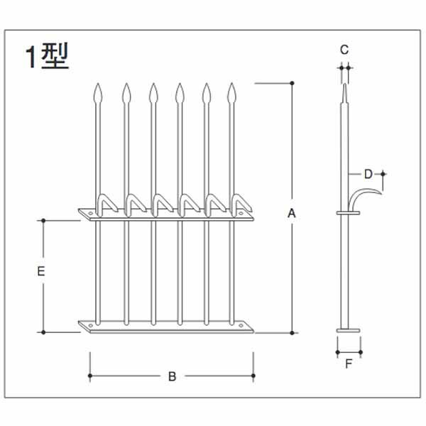 エイト 忍び返し1型 スチール製・ポリエチレンコーティング黒（C黒） H1000c
