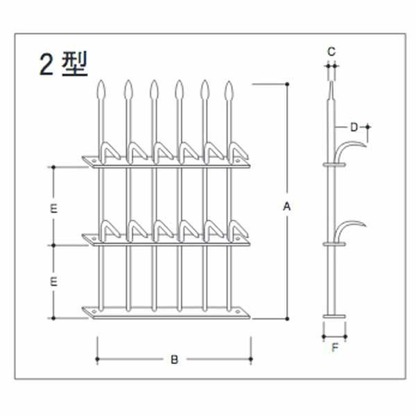 エイト 忍び返し2型 スチール製・ポリエチレンコーティング黒（C黒） H1003c