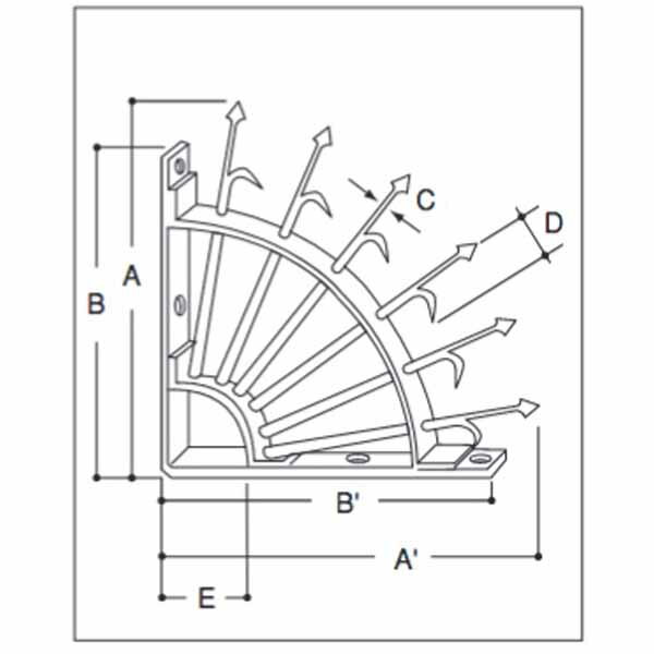 エイト 扇型 忍び返し（隅用） スチール製・ポリエチレンコーティング黒 H1301