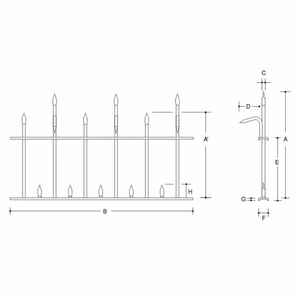 エイト 忍び返し10型 磨き仕上 ステンレスSUS304製 H3500