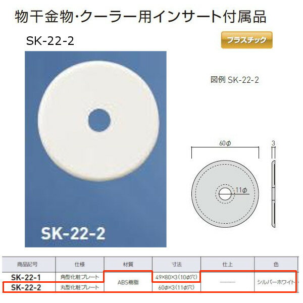 神栄ホームクリエイト 物干金物・クーラー用インサート付属品 丸型化粧プレート プラスチック製 シルバ..