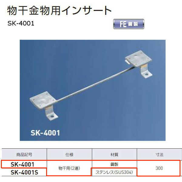 神栄ホームクリエイト 物干金物用インサート 鋼製 SK-4001 1本