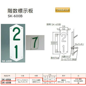 新協和階数標示板プラスチック製H360×W130×D5mm1桁数字/2桁数字SK-600B1枚