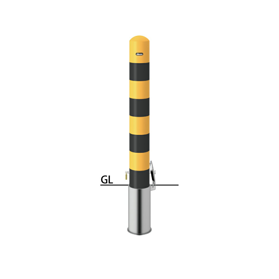 サンポール ピラー 差込式カギ付 FPA-12SK-F00 フックなし (YB)黄黒 φ114.3(t4.5) H850