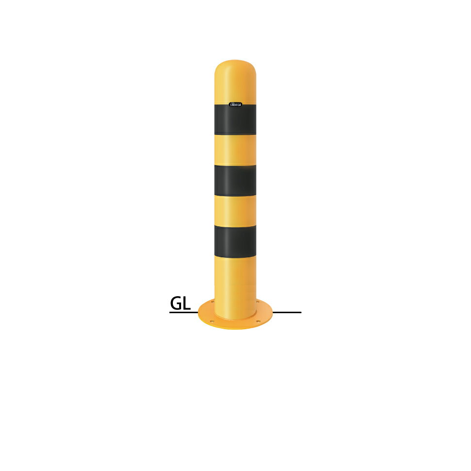 サンポール ピラー 丸型ベース式 FPA-14CB-F00 フックなし (YB)黄黒 φ139.8(t4.5) H850