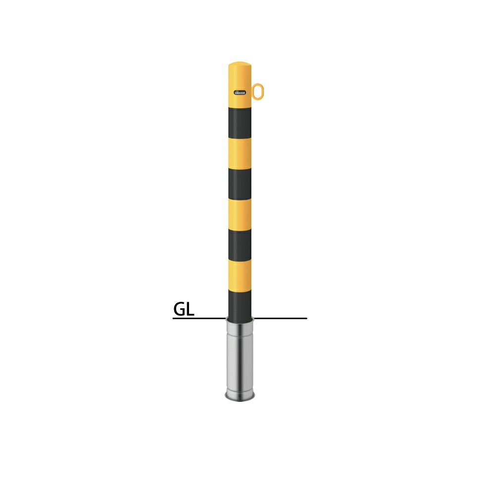 サンポール ピラー 差込式 FPA-8S-F01 片フック (YB)黄黒 φ76.3(t2.8) H850