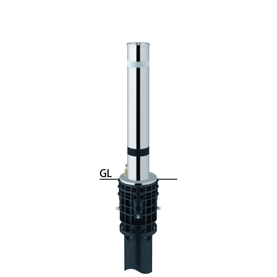 サンポール リフター上下式車止め LA-12KCS-E φ114.3(t2.5) H700 カギ付 スプリング付 エンド用 最終端部